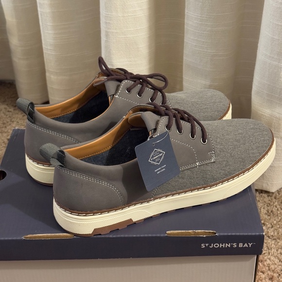 St. John\'s Bay Jacob NEW Men\'s 100% Canvas Grey Lace-Up Oxford Casual Shoes main image 12